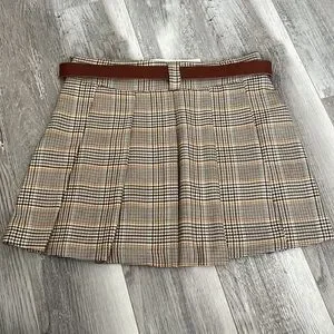 Zara Belted Box Pleated Skirt